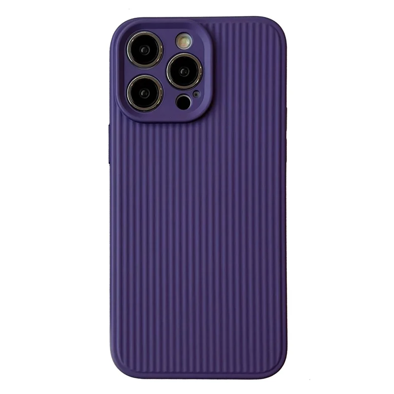 Para iPhone 14 Pro Max Anti-Stripes Back Phone Case Soft TPU Shockproof Protective Cover - Dark Purple