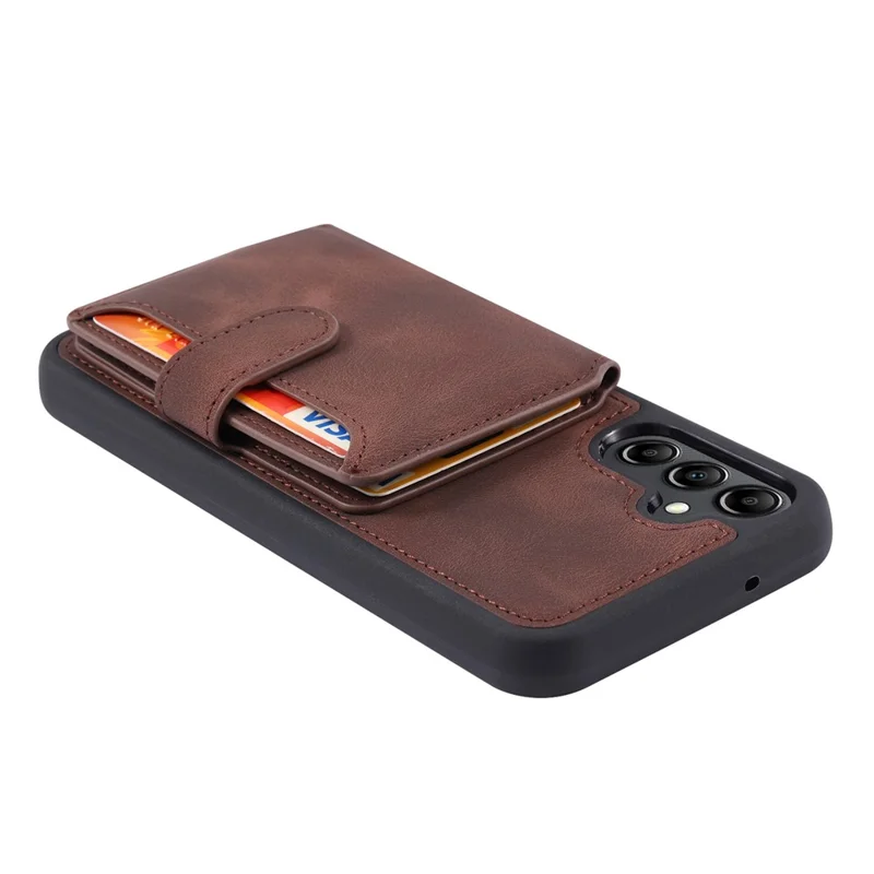 Для Samsung Galaxy S23 FE PU Leather Coated TPU Kickstand Phone Case RFID Blocking Wallet Cover - Coffee