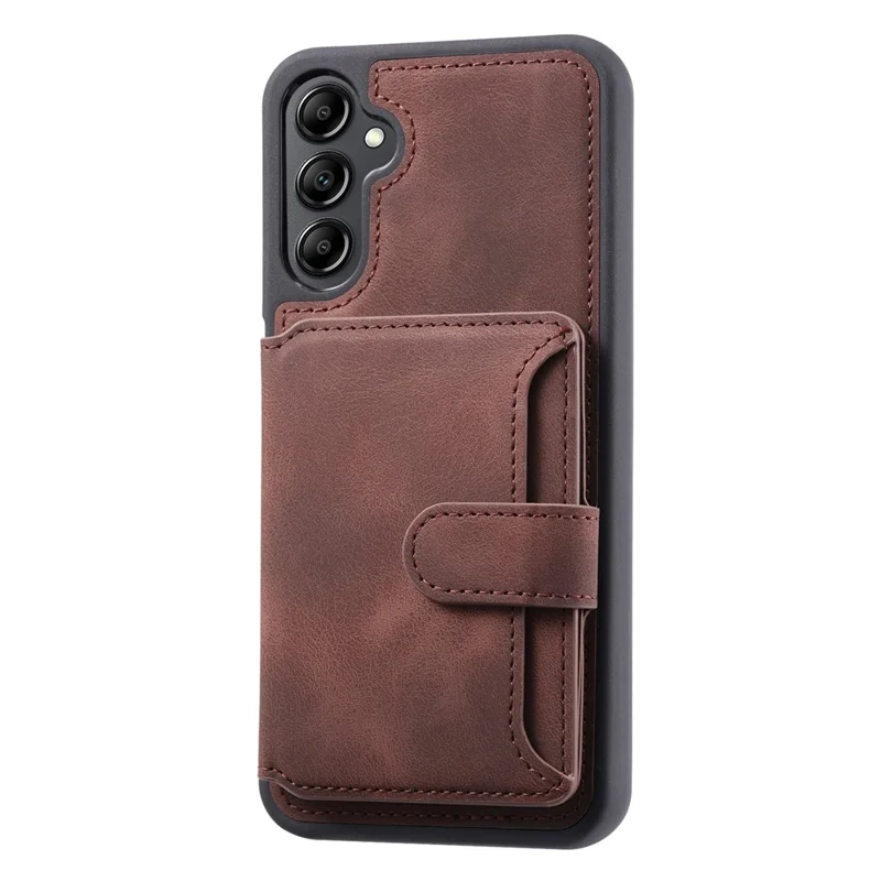 Для Samsung Galaxy S23 FE PU Leather Coated TPU Kickstand Phone Case RFID Blocking Wallet Cover - Coffee