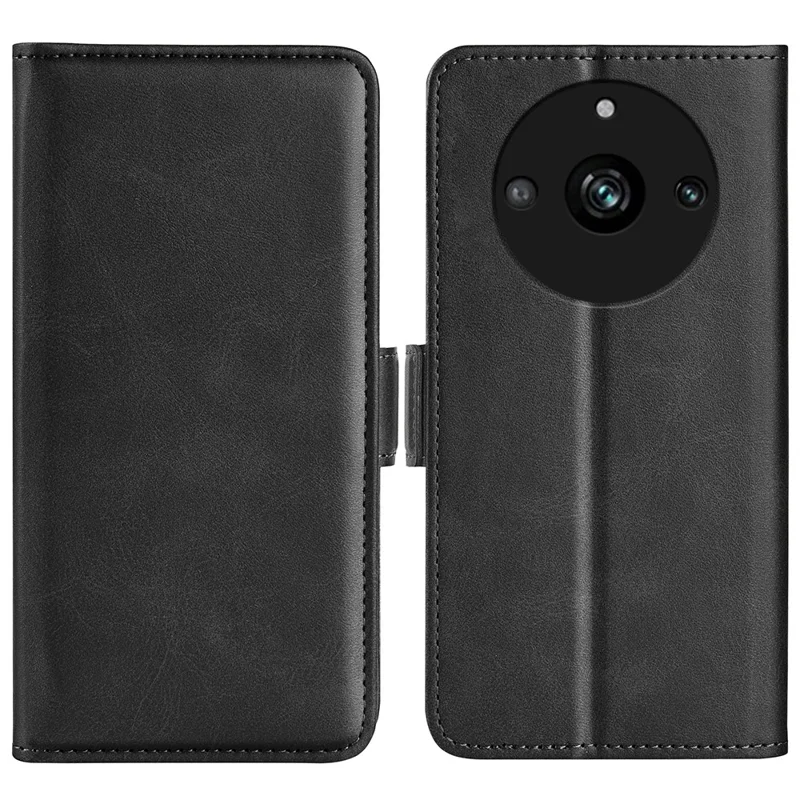 For Realme 11 Pro 5G / 11 Pro+ 5G PU Leather Calf Texture Wallet Phone Case Stand Shockproof Cover - Black