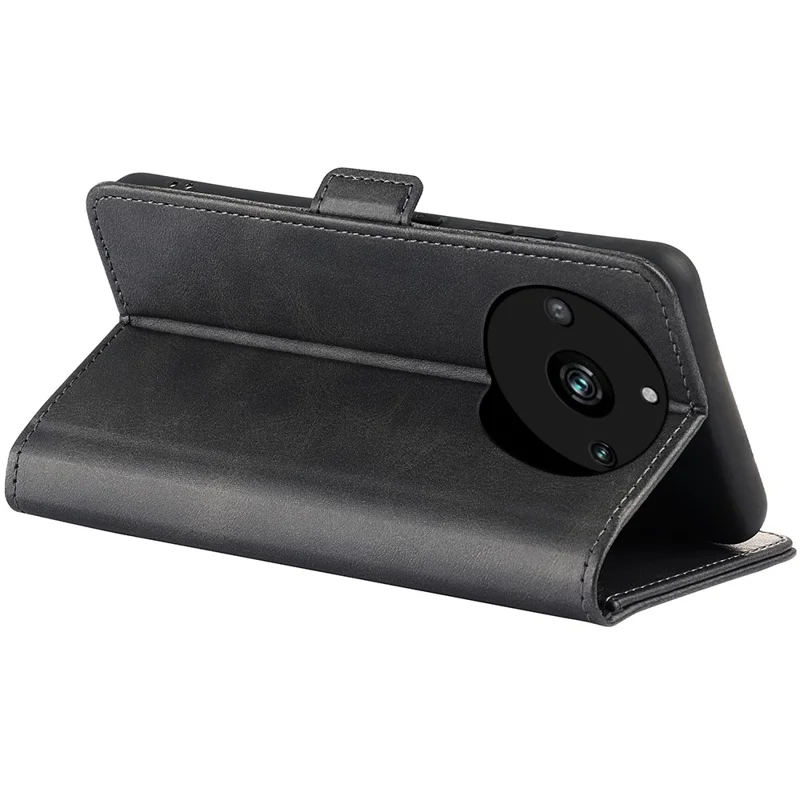 For Realme 11 Pro 5G / 11 Pro+ 5G PU Leather Calf Texture Wallet Phone Case Stand Shockproof Cover - Black