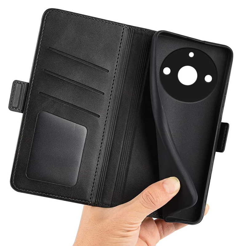 For Realme 11 Pro 5G / 11 Pro+ 5G PU Leather Calf Texture Wallet Phone Case Stand Shockproof Cover - Black