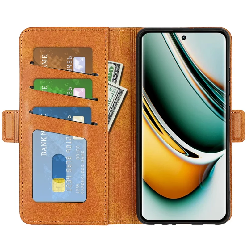 For Realme 11 Pro 5G / 11 Pro+ 5G PU Leather Calf Texture Wallet Phone Case Stand Shockproof Cover - Yellow