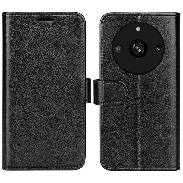 Pour Realme 11 Pro 5G / 11 Pro+ 5G Crazy Horse Texture Phone Case PU Leather Wallet Stand Anti-collision Cover - Noir