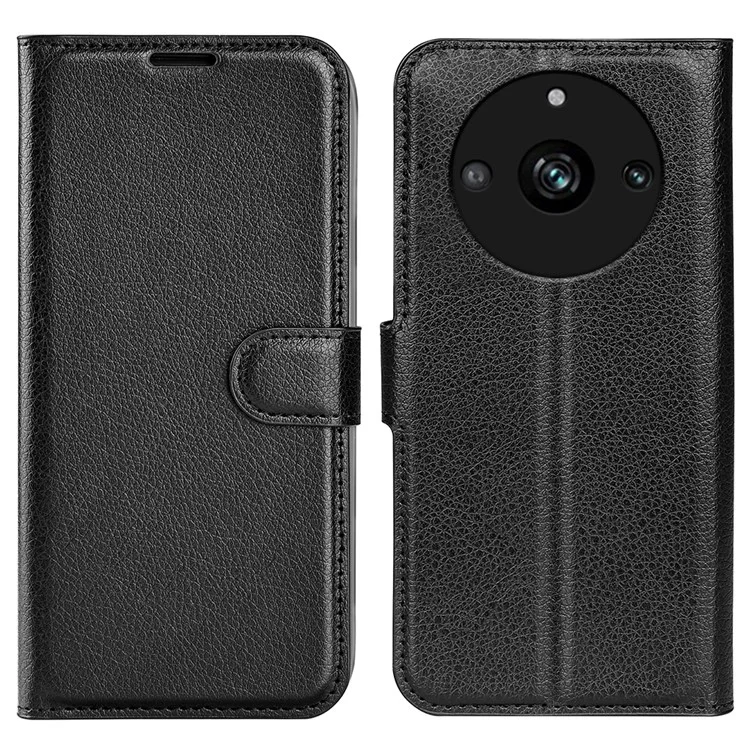 For Realme 11 Pro 5G / 11 Pro+ 5G Litchi Texture Phone Case Stand PU Leather Protective Wallet Cover - Black