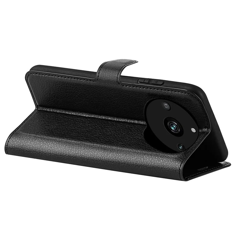 For Realme 11 Pro 5G / 11 Pro+ 5G Litchi Texture Phone Case Stand PU Leather Protective Wallet Cover - Black