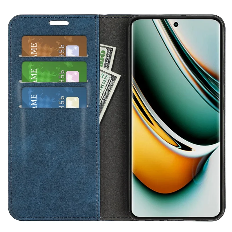 Phone Case for Realme 11 Pro 5G / 11 Pro+ 5G , PU Leather Skin-touch Wallet Stand Phone Cover - Blue