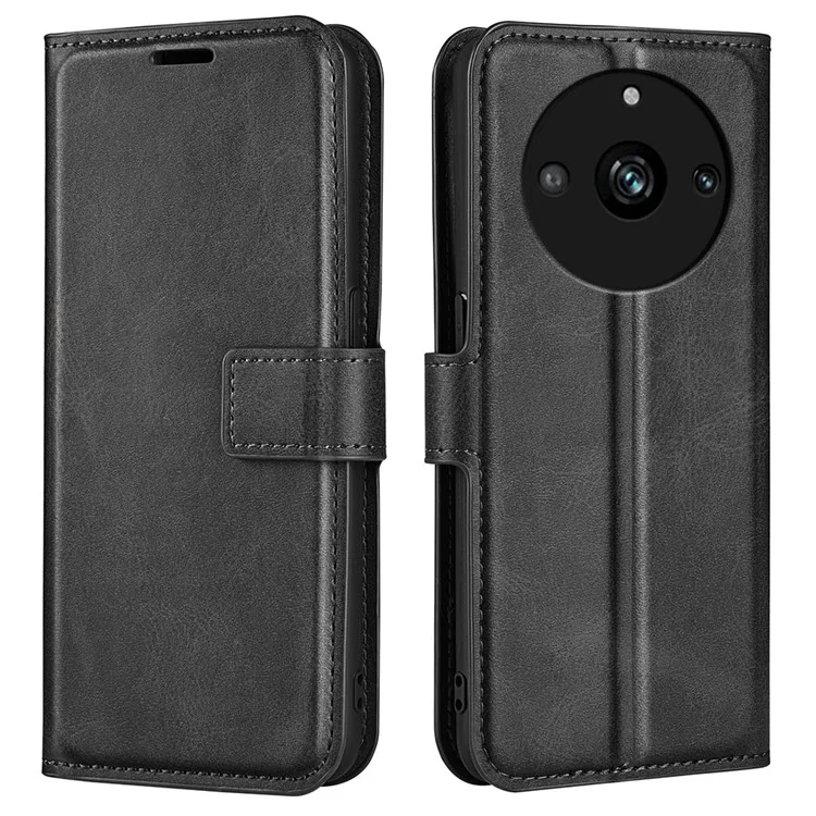 Pour Realme 11 Pro 5G / 11 Pro+ 5G Calf Texture Wallet Stand Case Full Protection PU Leather Phone Cover - Noir