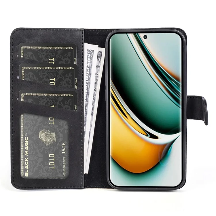 Funda de Cuero para Realme 11 Pro+ 5G / 11 Pro 5G, Funda de Teléfono con Soporte, Doble Color - Negro