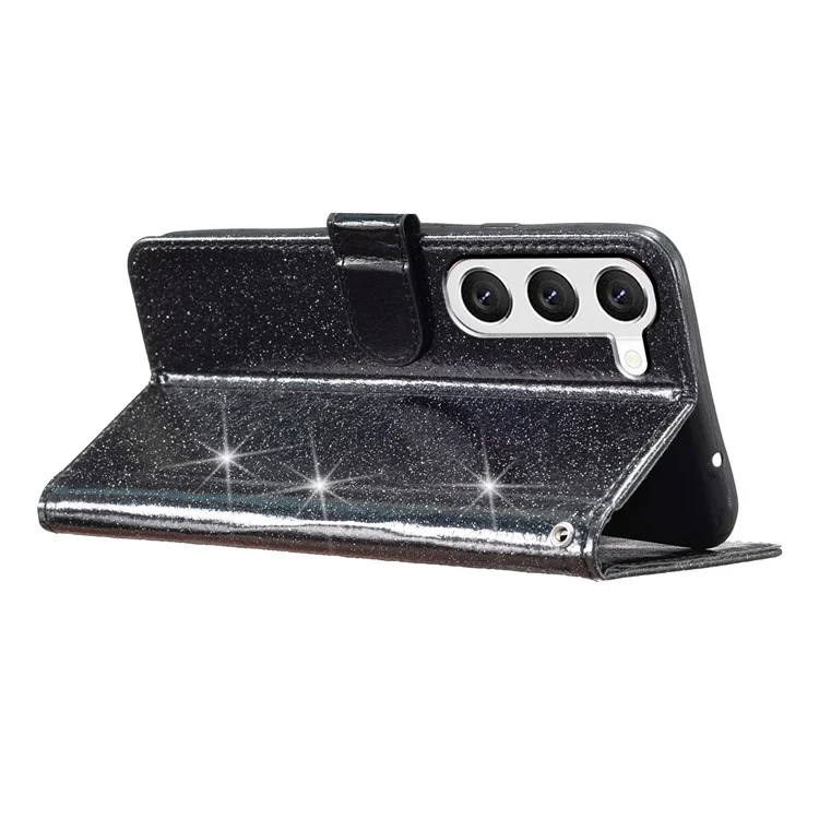 Per Samsung Galaxy S23+ Anti-drop Glittery PU Leather Case Folio Flip Wallet Stand Phone Cover - Nero