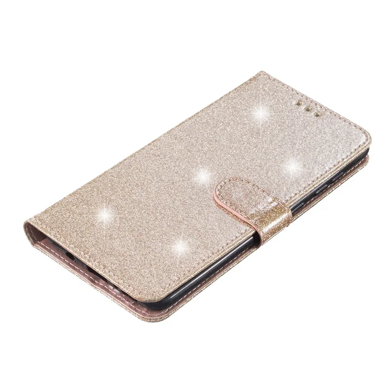 For Samsung Galaxy S23 FE Anti-scratch Glittery PU Leather Case Folio Flip Wallet Stand Phone Cover - Gold