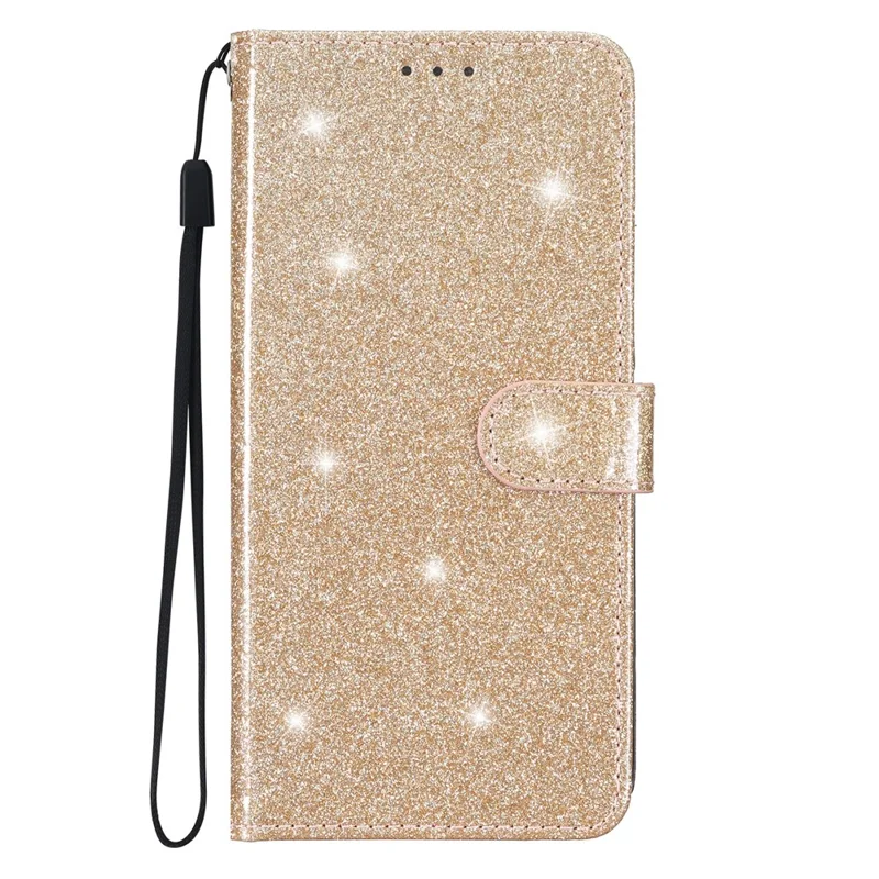 For Samsung Galaxy S23 FE Anti-scratch Glittery PU Leather Case Folio Flip Wallet Stand Phone Cover - Gold