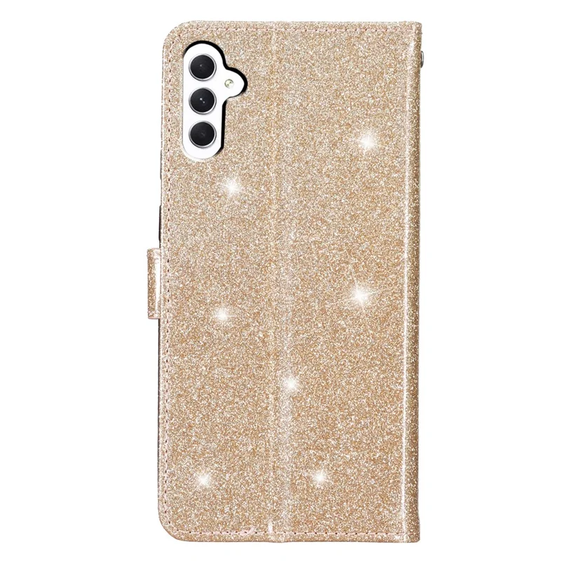 For Samsung Galaxy S23 FE Anti-scratch Glittery PU Leather Case Folio Flip Wallet Stand Phone Cover - Gold