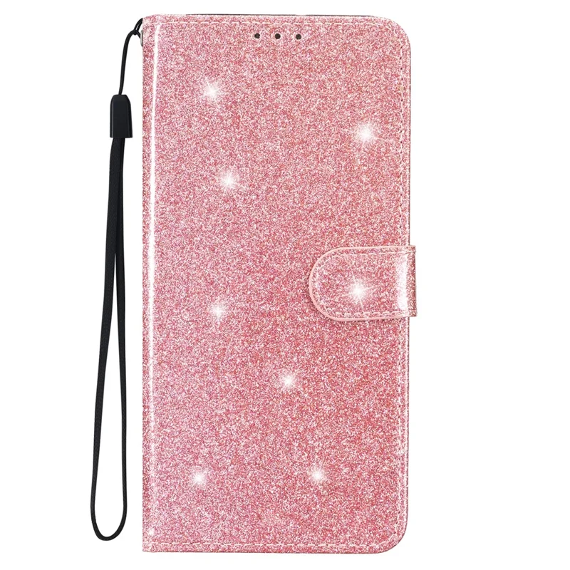 For Samsung Galaxy S23 FE Anti-scratch Glittery PU Leather Case Folio Flip Wallet Stand Phone Cover - Rose Gold