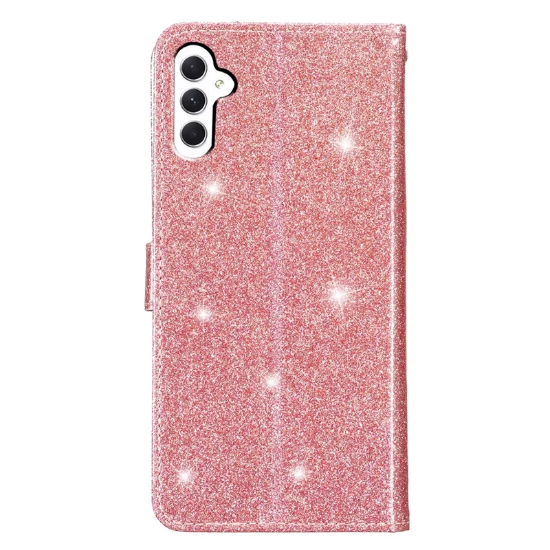 For Samsung Galaxy S23 FE Anti-scratch Glittery PU Leather Case Folio Flip Wallet Stand Phone Cover - Rose Gold