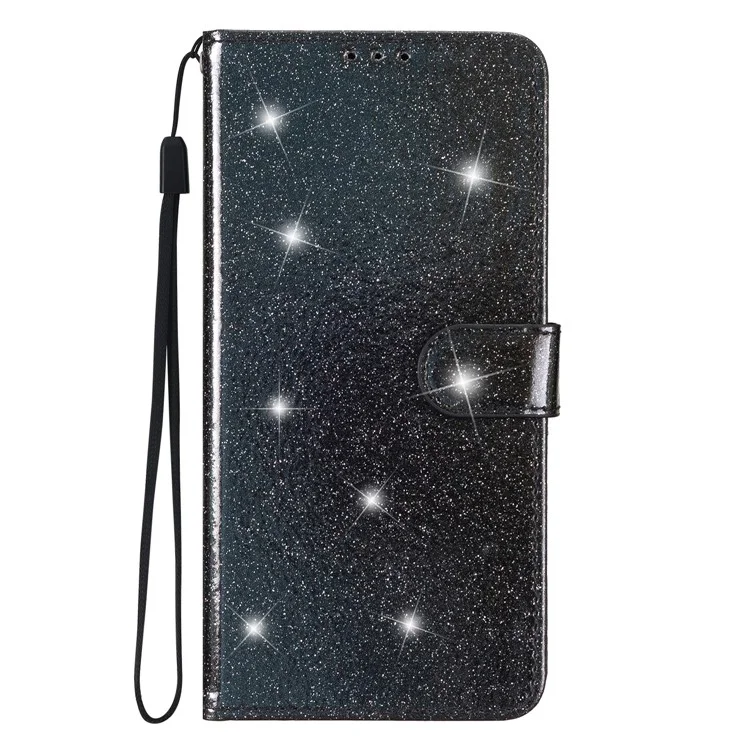 For Motorola Moto G31 4G / G41 4G Glittery PU Leather Wallet Phone Case Stand Drop-proof Cover - Black