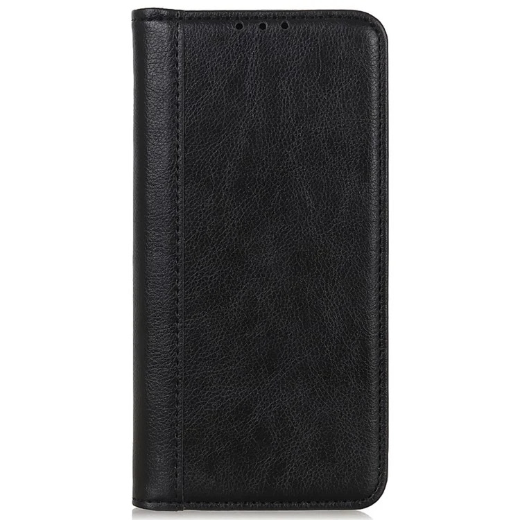 Für Huawei nova Y91 4G / Enjoy 60X Litchi-Textur Spaltleder Handyhülle Geldbörse Ständer Abdeckung - Schwarz