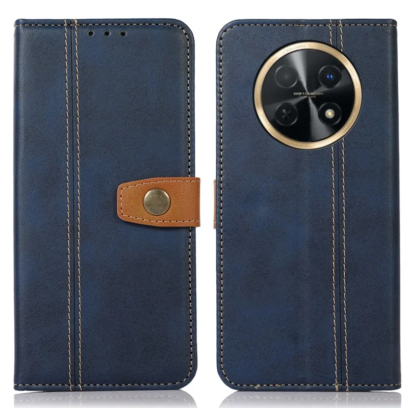 For Huawei nova Y91 4G / Enjoy 60X Protective Phone Case Calf Texture Leather Wallet Stand Cover - Sapphire