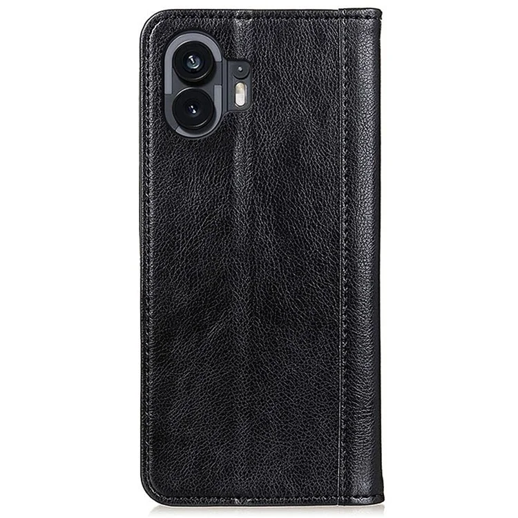 Per Nothing Phone (2) Portafoglio in pelle split Stand Custodia Protettiva Texture Litchi - Nero