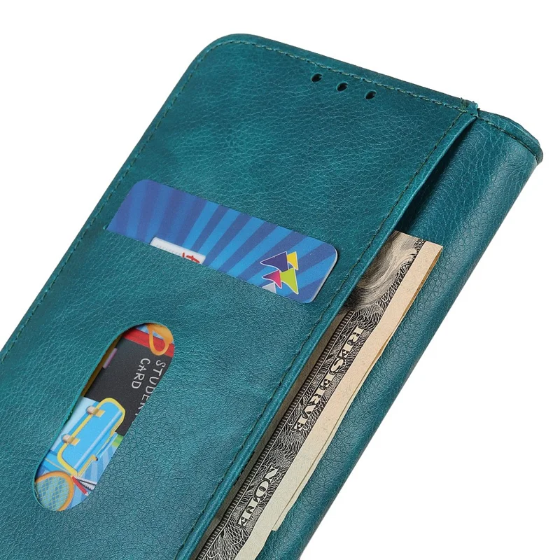 For Nothing Phone (2) Split Leather Wallet Stand Phone Case Litchi Texture Protective Cover - Green