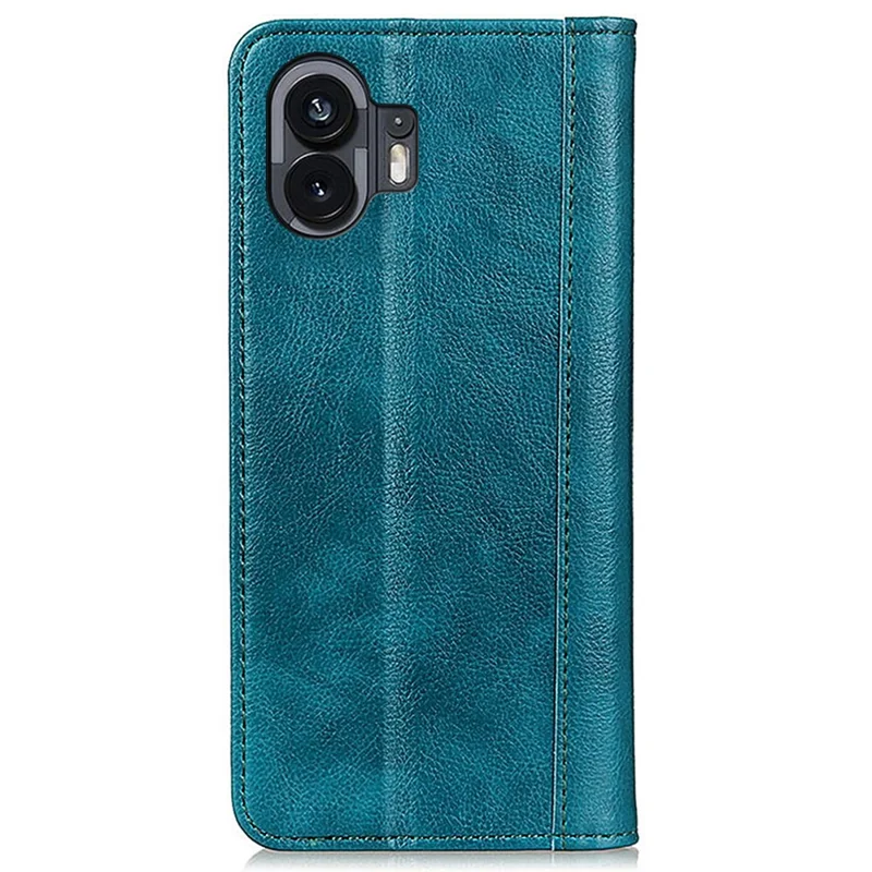 For Nothing Phone (2) Split Leather Wallet Stand Phone Case Litchi Texture Protective Cover - Green
