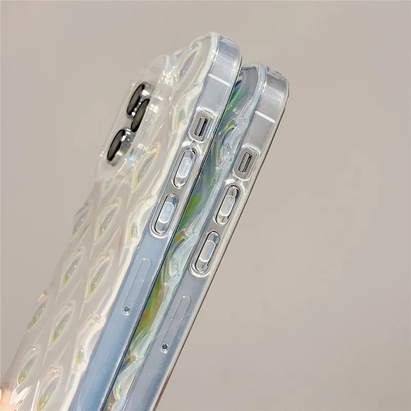 For iPhone 14 Pro Max Anti-Dust Phone Case Electroplating Colored Rhombus Heart TPU Phone Cover - Multi-color