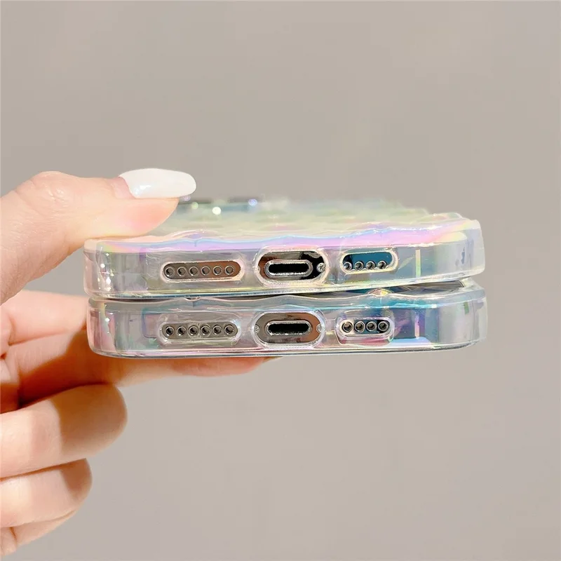 For iPhone 14 Pro Max Anti-Dust Phone Case Electroplating Colored Rhombus Heart TPU Phone Cover - Multi-color