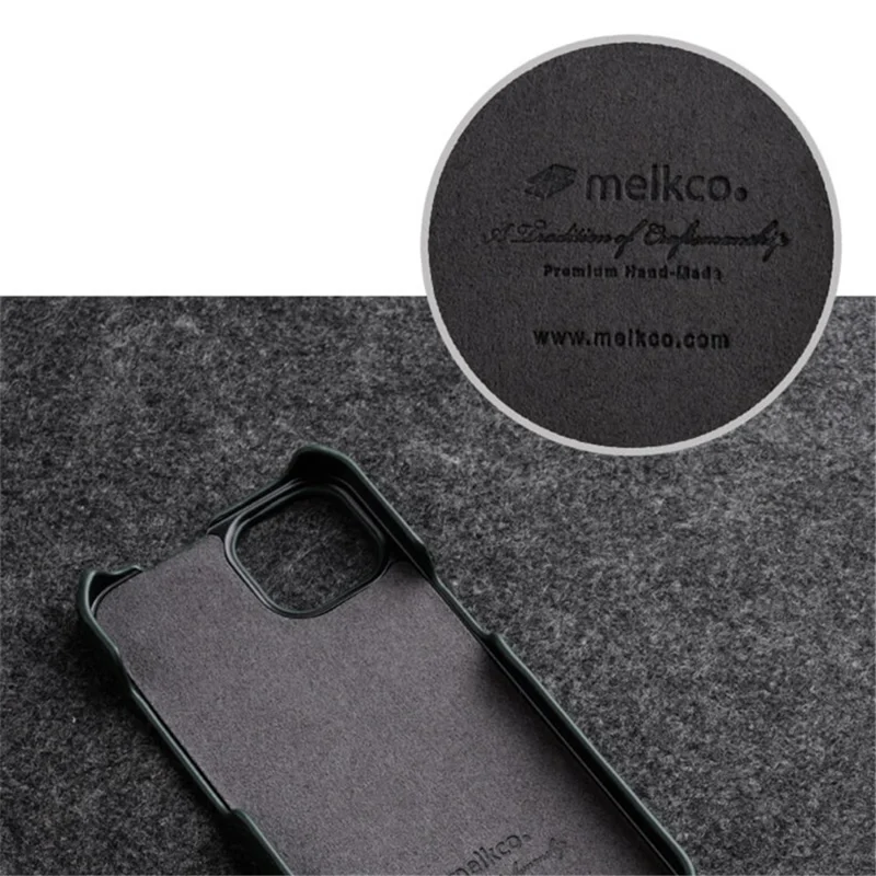 MELKCO voor iPhone 13 mini Echt Rundleder+PC Telefoonhoesje Verticaal Flip Litchi Structuur Beschermende Hoes - Donkergroen