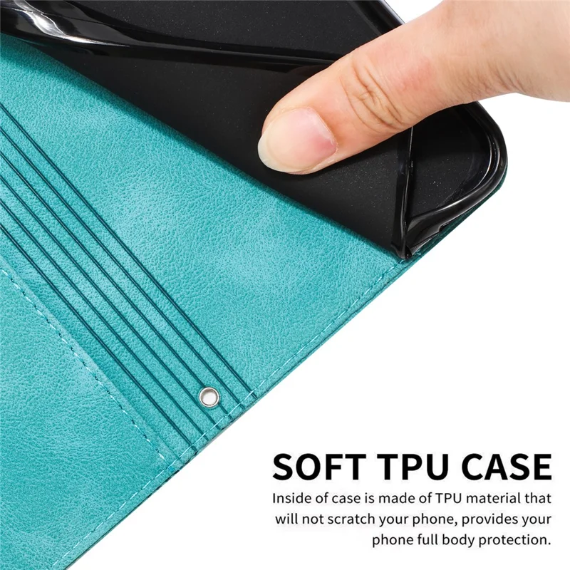 Leather Protective Cover for Xiaomi Redmi 12 4G , Triangle Imprint Wallet Stand Phone Case with Strap - Green