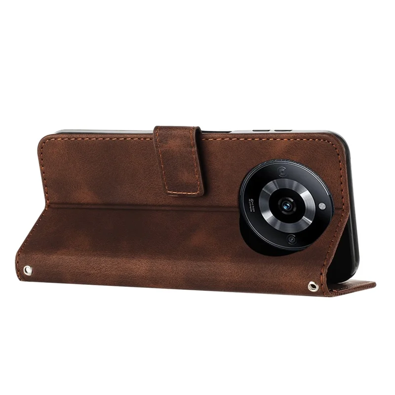 Leather Cover for Realme 11 Pro 5G / 11 Pro+ 5G , Triangle Imprint Wallet Foldable Stand Phone Case with Strap - Brown
