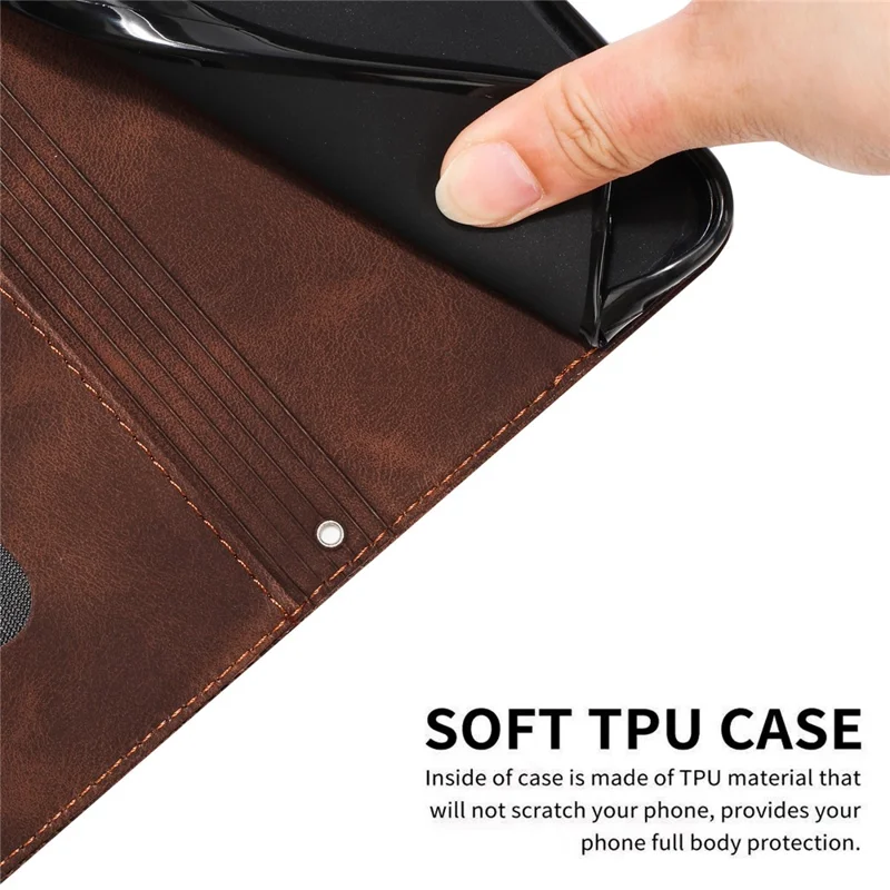 Wallet Cover for Realme C53 (Global) / C53 (India) / C51 / Narzo N53 4G , Viewing Stand Triangle Imprinted Leather Phone Case with Strap - Brown