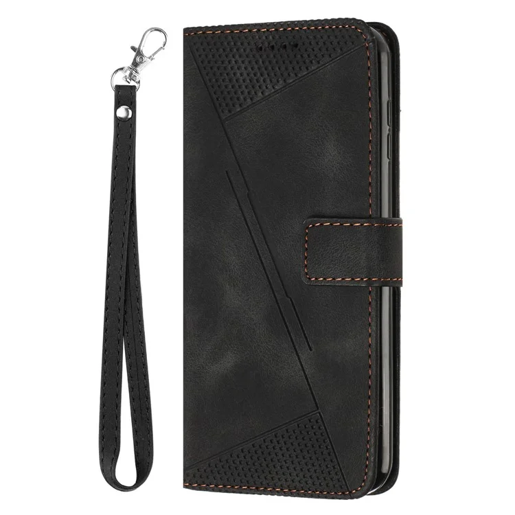 Coque de téléphone pour Oppo Reno8 Pro 5G (version mondiale) / Reno8 Pro+ (Chine) 5G en cuir PU + TPU avec motif triangulaire et support portefeuille - Noir