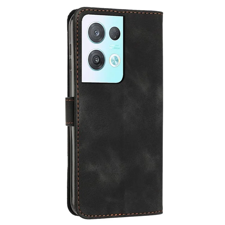 Coque de téléphone pour Oppo Reno8 Pro 5G (version mondiale) / Reno8 Pro+ (Chine) 5G en cuir PU + TPU avec motif triangulaire et support portefeuille - Noir