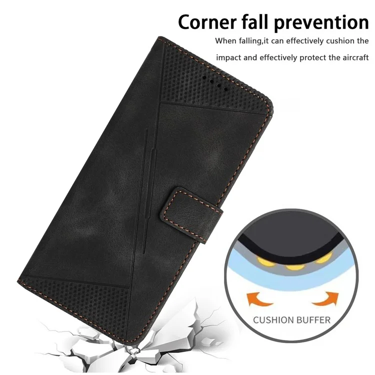 Coque de téléphone pour Oppo Reno8 Pro 5G (version mondiale) / Reno8 Pro+ (Chine) 5G en cuir PU + TPU avec motif triangulaire et support portefeuille - Noir