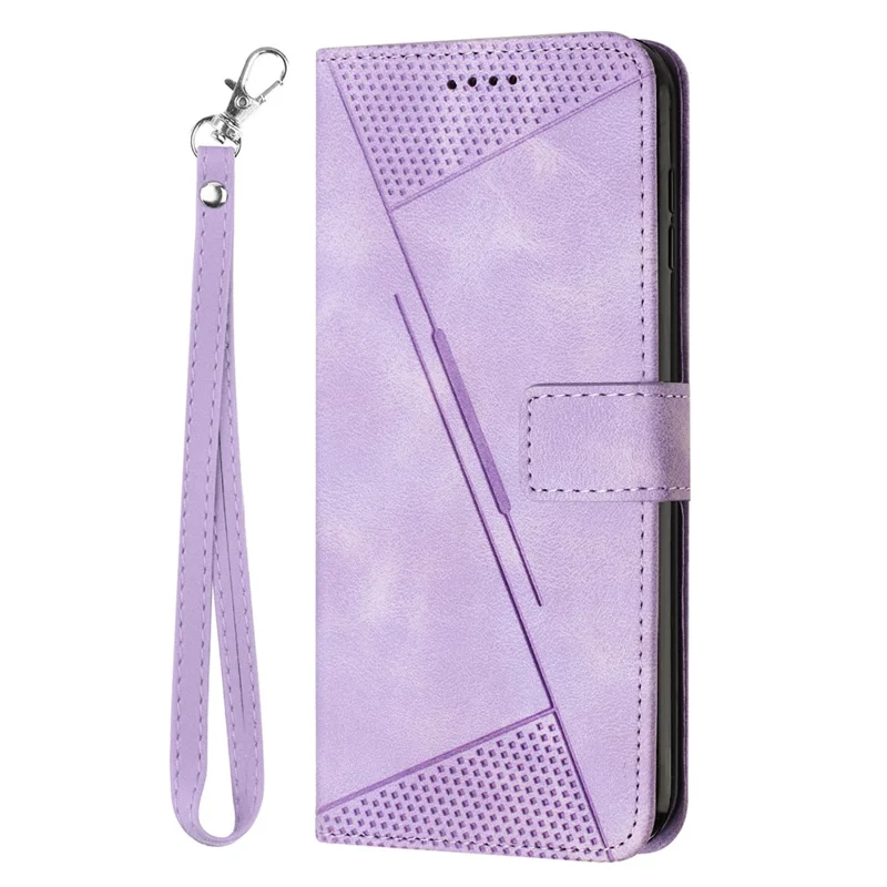 Phone Cover for Oppo Reno10 Pro+ 5G Anti-fall PU Leather+TPU Triangle Imprinted Stand Wallet Case - Purple