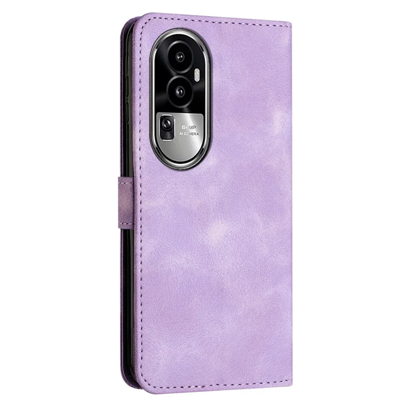 Phone Cover for Oppo Reno10 Pro+ 5G Anti-fall PU Leather+TPU Triangle Imprinted Stand Wallet Case - Purple