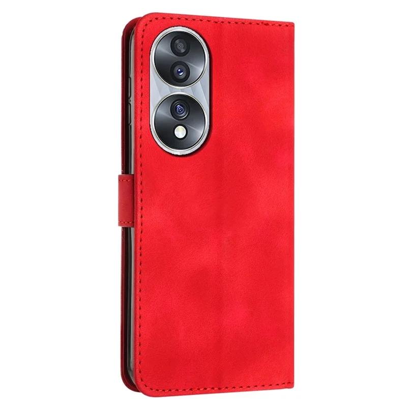 Schutzhülle für Honor 70 5G Dreiecksaufprägung Lederständer Brieftasche Handyhülle mit Riemen - Rot