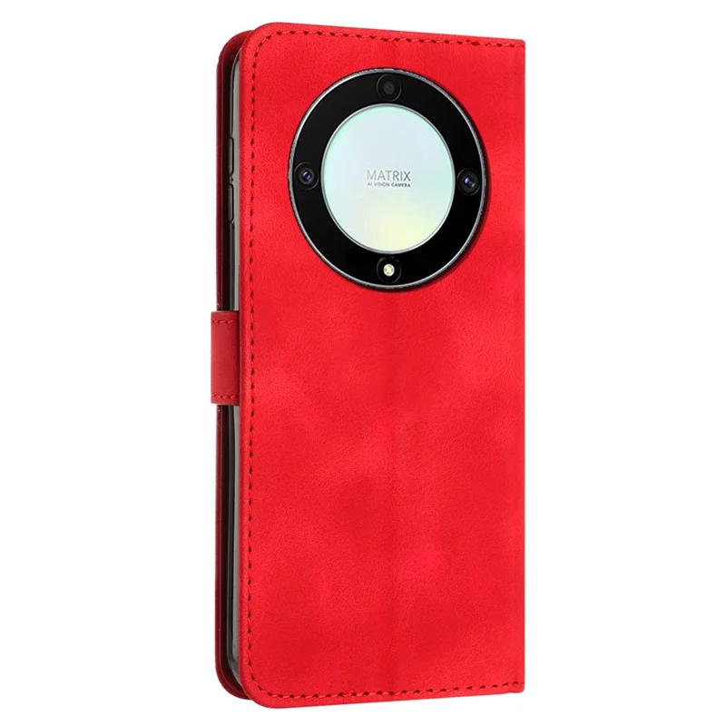 Telebeskyttelse til Honor X9a 5G / X40 5G / Magic5 Lite 5G Velbeskyttet PU-læder trekantmønster ståplads tegnebogstilfælde - Rød