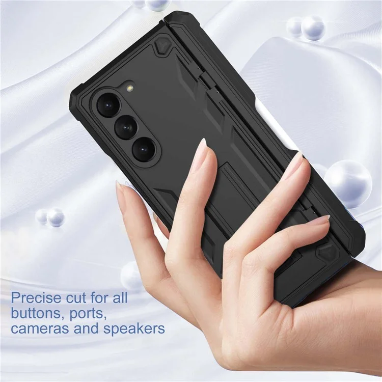 GW30 Kickstand Phone Case для Samsung Galaxy Z Fold5 5G Жесткий ПК Защитный Чехол с Пенал Для Ручки - Черный