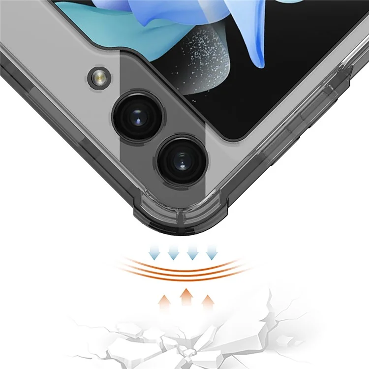 GKK Pour Samsung Galaxy Z Flip5 5G Étui de téléphone magnétique Coins renforcés Étui TPU transparent - Noir transparent