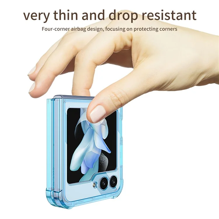 GKK Pour Samsung Galaxy Z Flip5 5G Étui de téléphone magnétique Coins renforcés Étui TPU transparent - Noir transparent