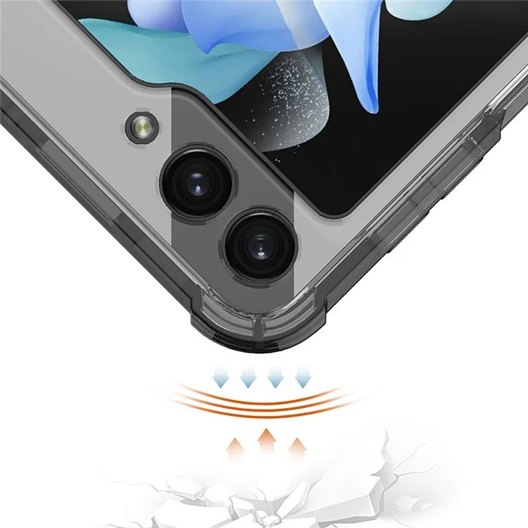 GKK Per Samsung Galaxy Z Flip5 5G Kickstand Phone Case Airbag TPU Magnetic Cover - Verde Trasparente