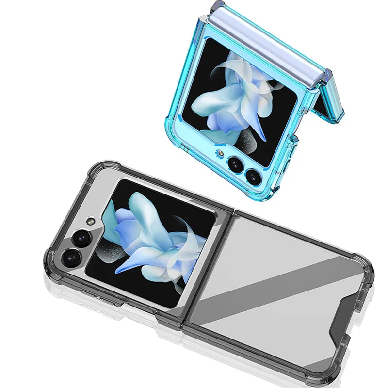 GKK For Samsung Galaxy Z Flip5 5G Clear Phone Case Soft TPU Airbag Anti-fall Cover - Transparent Black