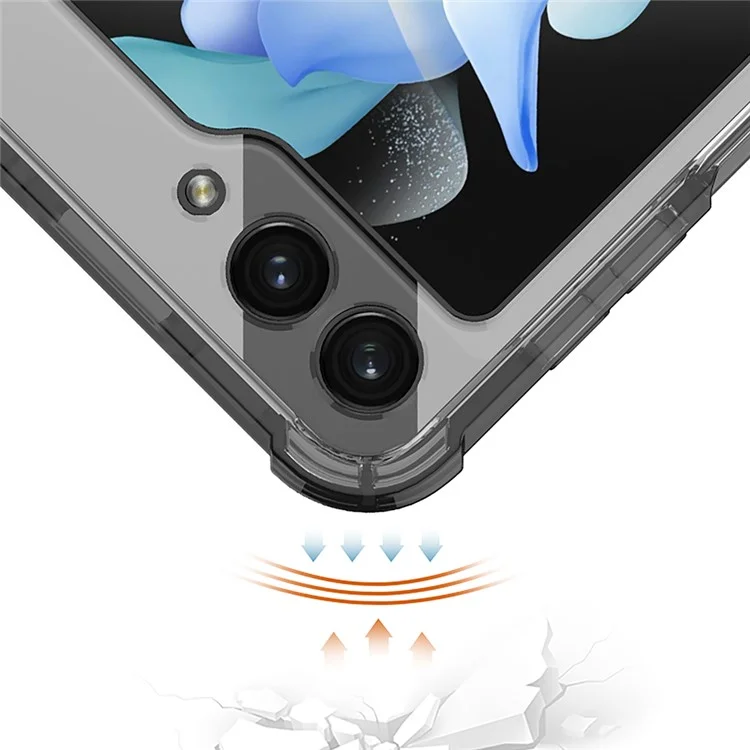 GKK For Samsung Galaxy Z Flip5 5G Clear Phone Case Soft TPU Airbag Anti-fall Cover - Transparent Black