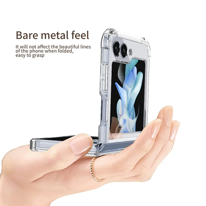 GKK For Samsung Galaxy Z Flip5 5G Clear Phone Case Soft TPU Airbag Anti-fall Cover - Transparent Black