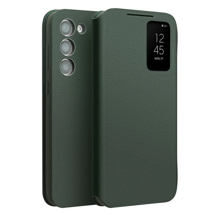 QIALINO pour Samsung Galaxy S23 Coque en cuir véritable de vache Couverture avec puces officielles pour Samsung - Vert