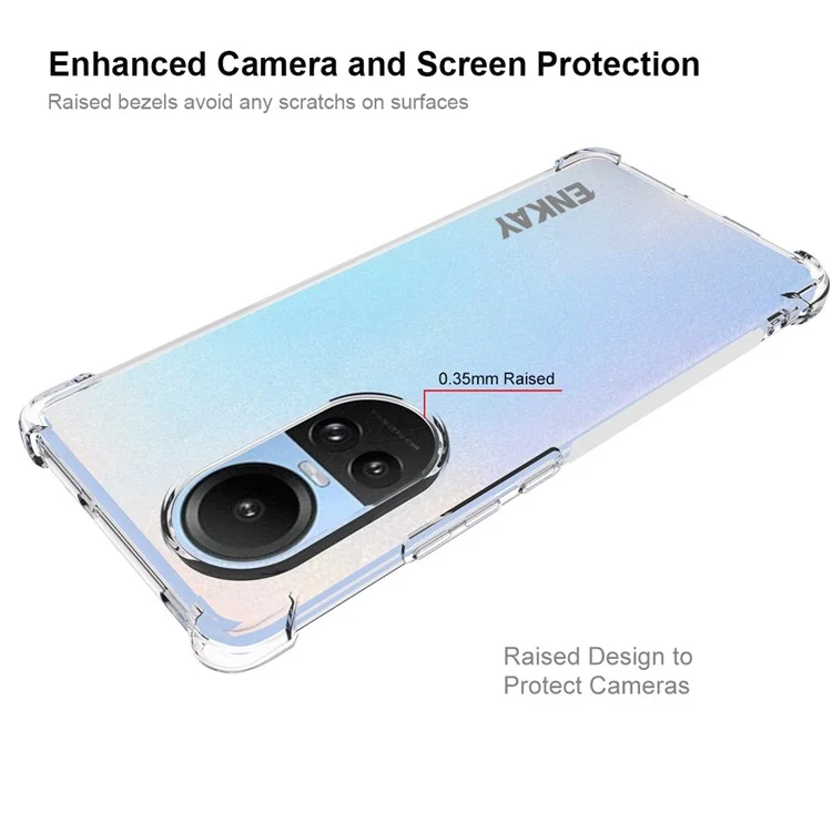 ENKAY HAT PRINCE For Oppo Reno10 Pro 5G (Global) / Reno10 5G (Global) Clear TPU Phone Case Anti-slip Strip Edge Phone Cover