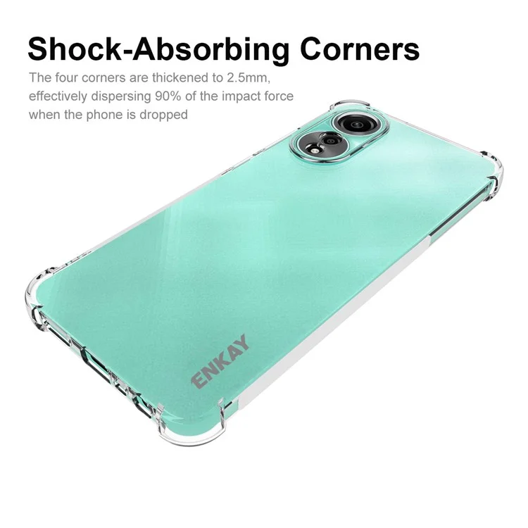 ENKAY HAT PRINCE para Oppo A78 4G Funda de teléfono de TPU transparente HD Tira antideslizante Borde del teléfono Cubierta de la carcasa