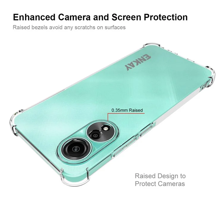 ENKAY HAT PRINCE para Oppo A78 4G Funda de teléfono de TPU transparente HD Tira antideslizante Borde del teléfono Cubierta de la carcasa