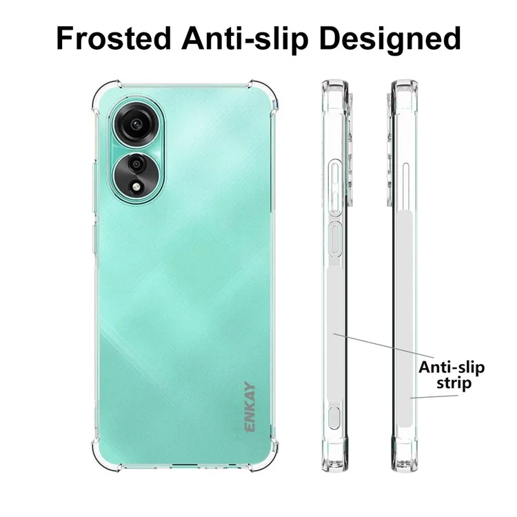 ENKAY HAT PRINCE para Oppo A78 4G Funda de teléfono de TPU transparente HD Tira antideslizante Borde del teléfono Cubierta de la carcasa